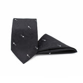 BLACK MIRAGE TIE AND POCKET SQUARE SET